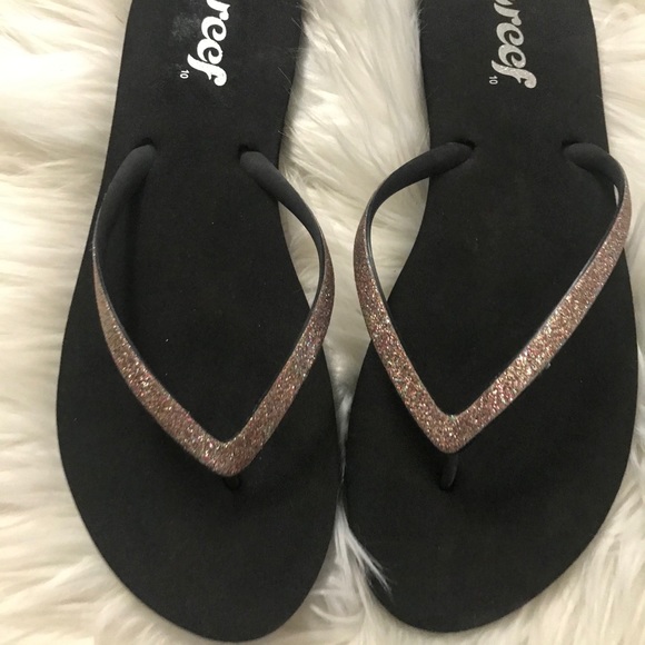 Reef | Shoes | Reef Stargazer Prints Black Gold Flip Flops Us | Poshmark